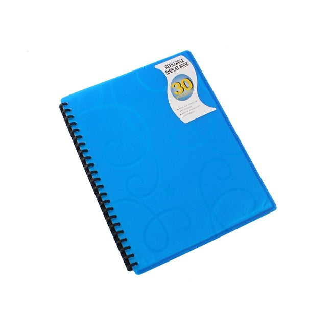 Display Book A4 Refillable 30 Page Blue