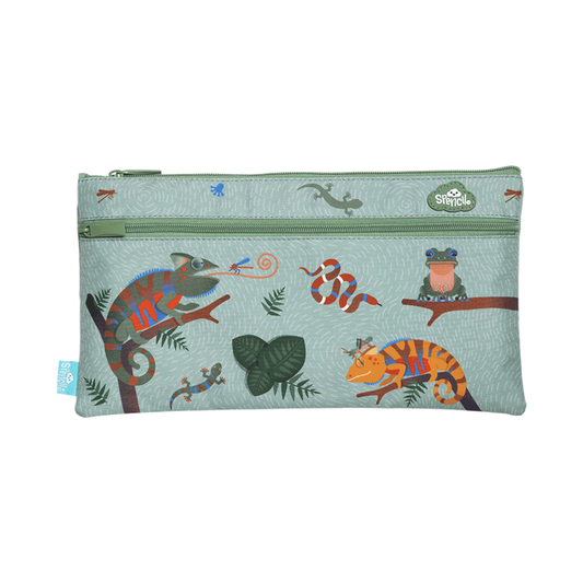 Spencil Twin Zip Pencil Case Quirky Chameleon
