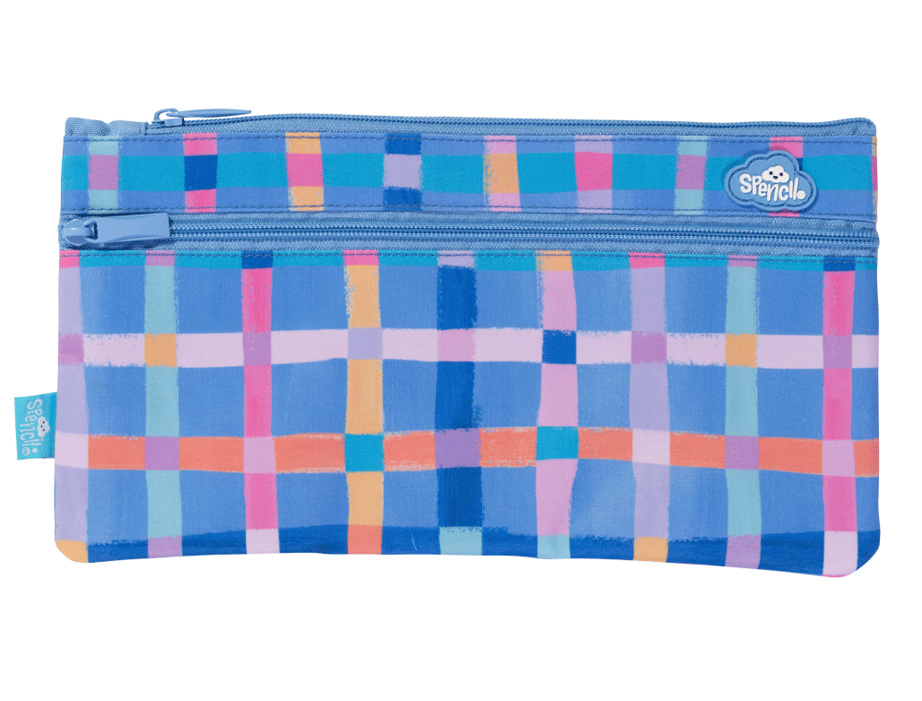 Spencil Twin Zip Pencil Case - Pastel Plaid