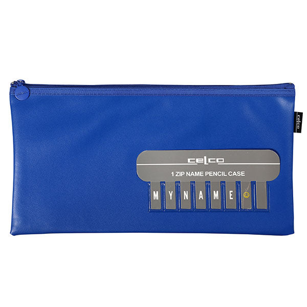 PENCIL CASE 345X180MM NAME MEDIUM 1 ZIP BLUE