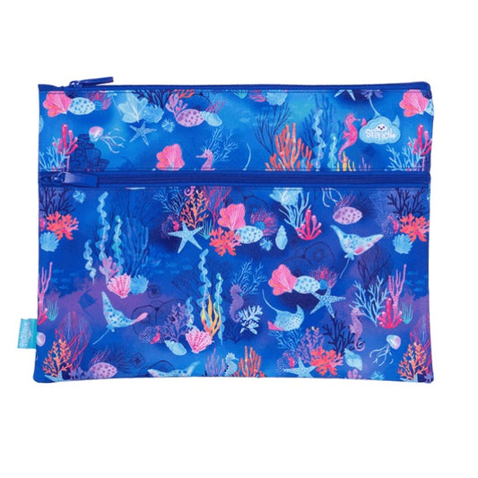 Spencil A4 Twin Zip Pencil Case Coral Garden