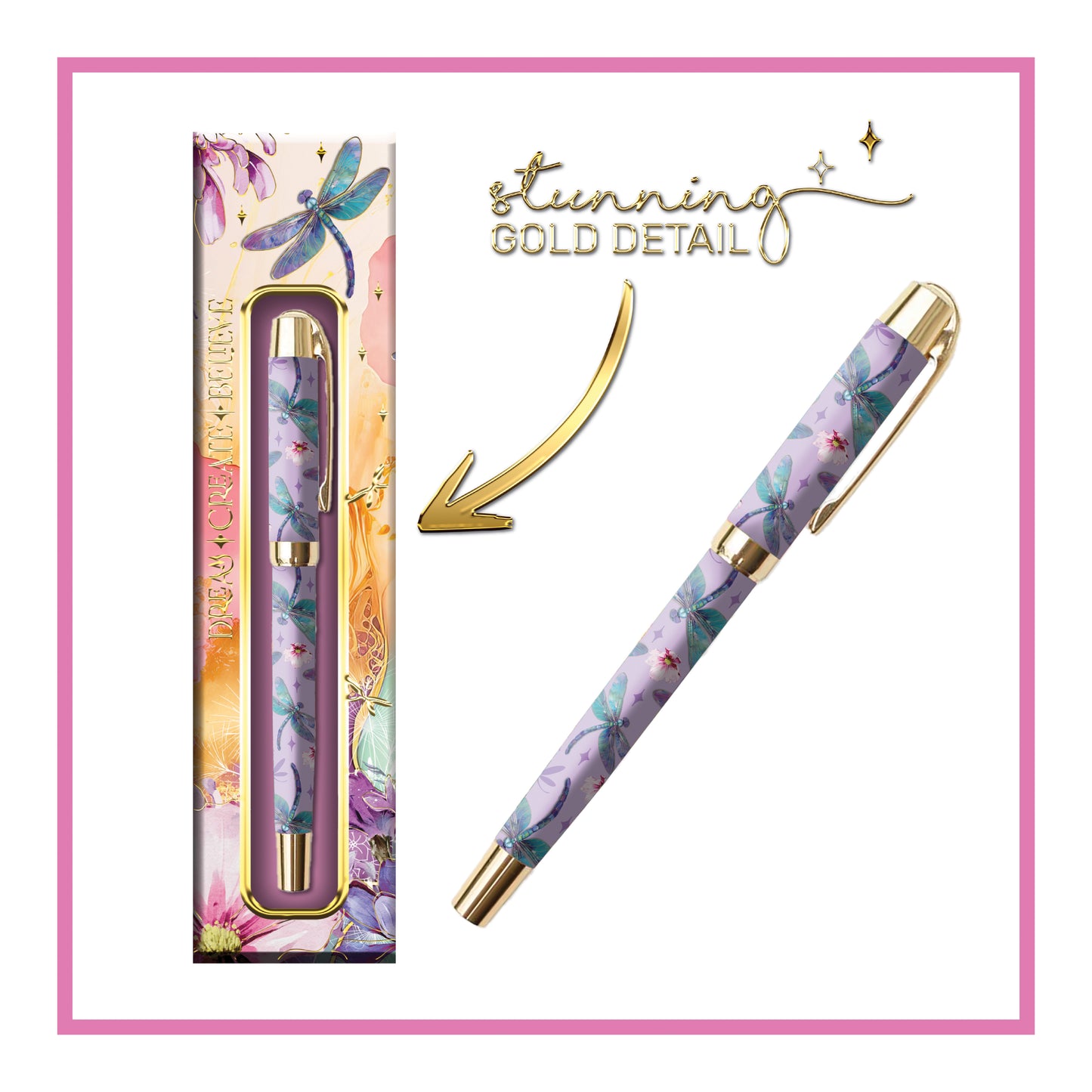 Pen in Gift Box - Delightful Dragonflies
