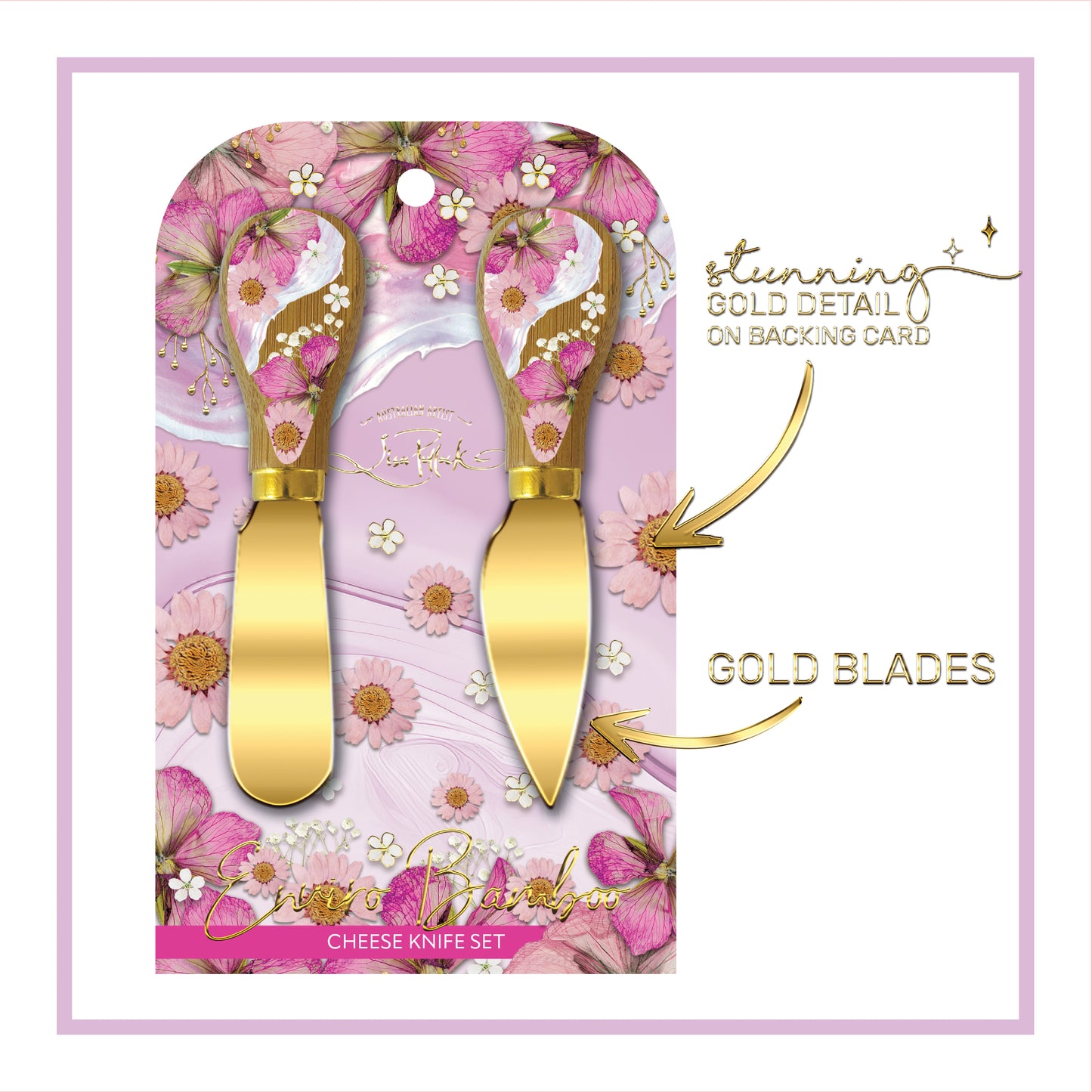 Cheese Knives - Set of 2 - Pressed Petals