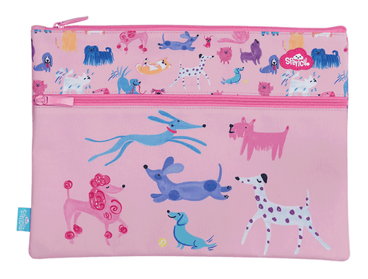 Spencil A4 Twin Zip Pencil Case Doodle Dogs