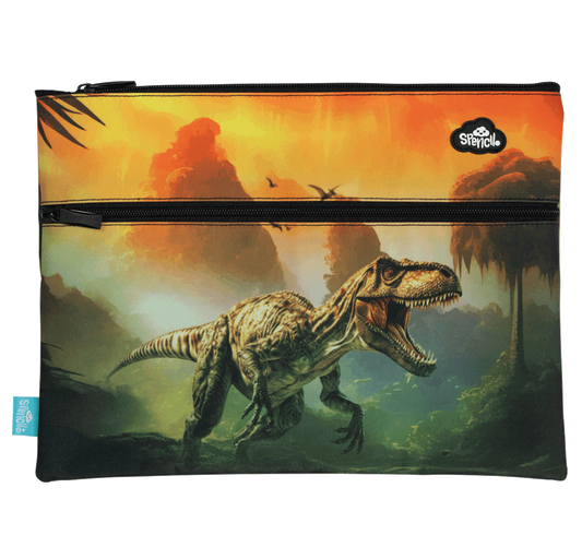 Spencil A4 Twin Zip Pencil Case Jurassic Kingdom