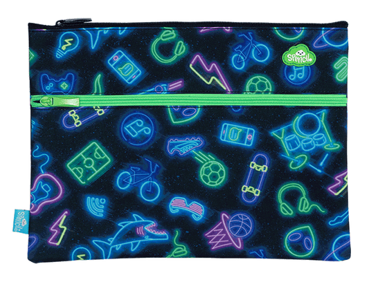 Spencil A4 Twin Zip Pencil Case Neon Life