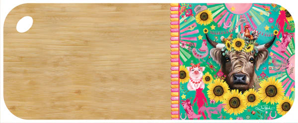 Resin Bamboo Medium Serving Platter - Carnival Cow