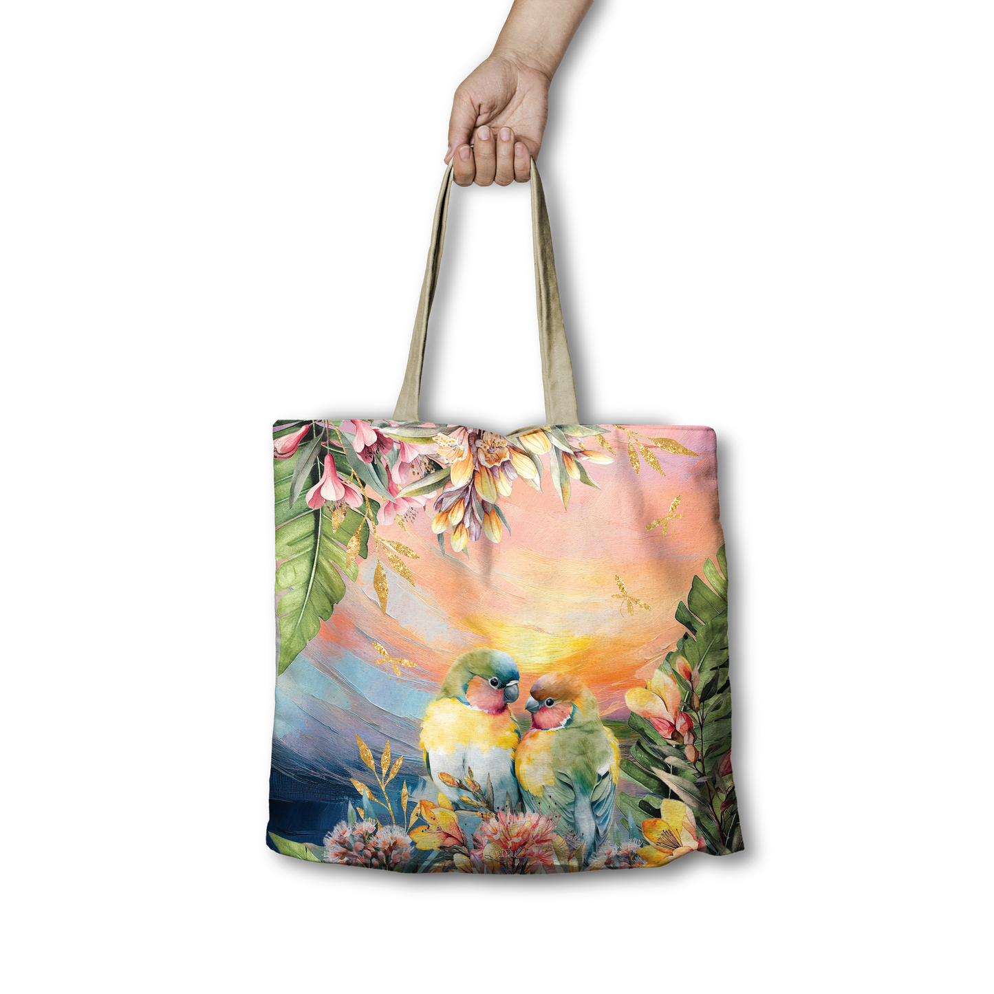Reusable Shopping Bag - Sunset Love Bird