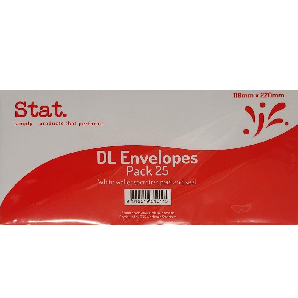 Envelope DL 110mmx220mm Secretive Peel & Seal 25 Pack