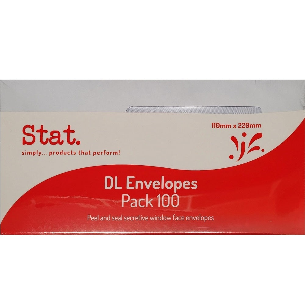 Envelope DL 110mmx220mm Window Face Peel & Seal 100 Pack