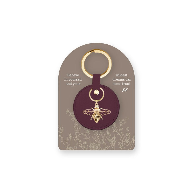 Beeutiful Bee's Leather Keyring - Plum