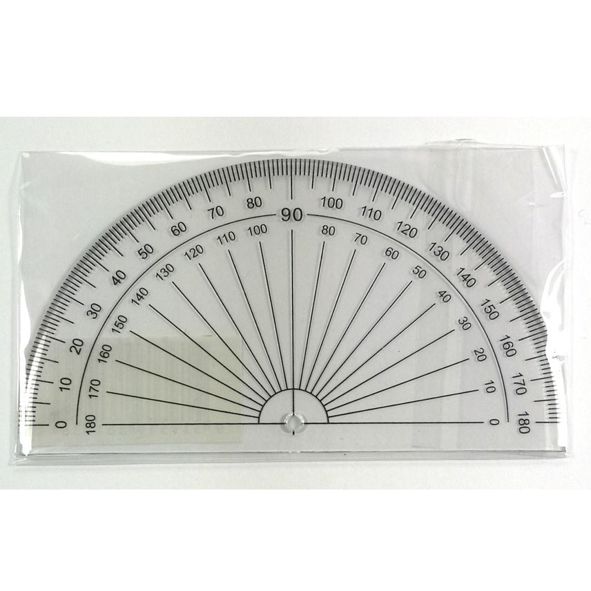 Protractor 10cm 180deg Half Circle Clear
