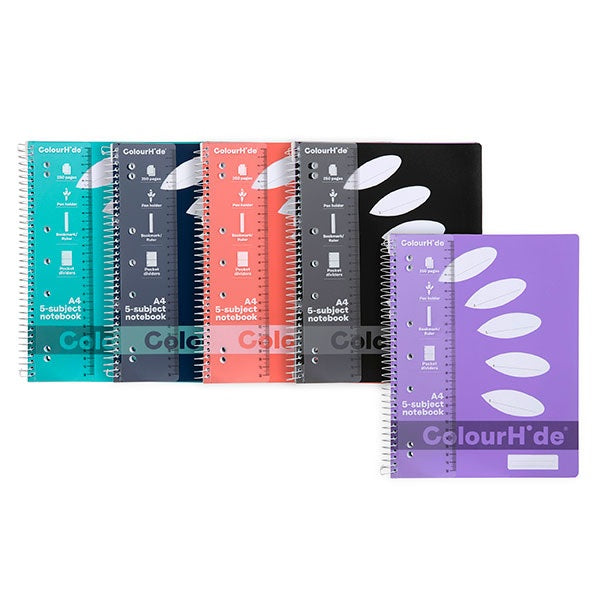 Notebook A4 5 Subject 250 pages Assorted Colours