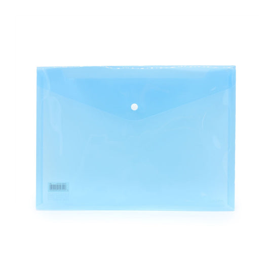 Document Wallet A4 Plastic Clip Button Blue