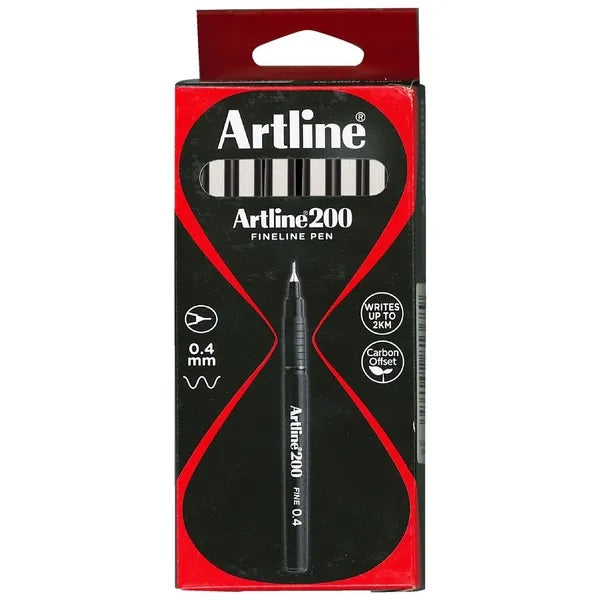 Marker Artline 200 Fine Black 0.4mm 12 Pack