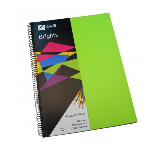 Visual Arts Diary Quill A3 120 Pages Green