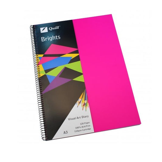 Visual Arts Diary Quill A3 120 Pages Pink