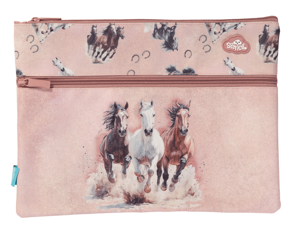 Spencil A4 Twin Zip Pencil Case - Wild Horses
