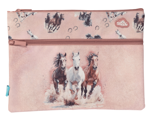 Spencil A4 Twin Zip Pencil Case - Wild Horses