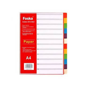 Divider A4 10 Tab Coloured Cardboard