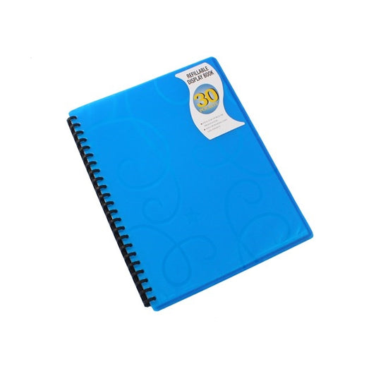 Display Book A4 Refillable 30 Page Blue