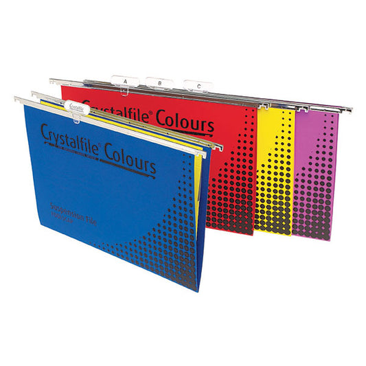 Suspension Files Foolscap Crystalfile Pack of 25 Assorted Colours