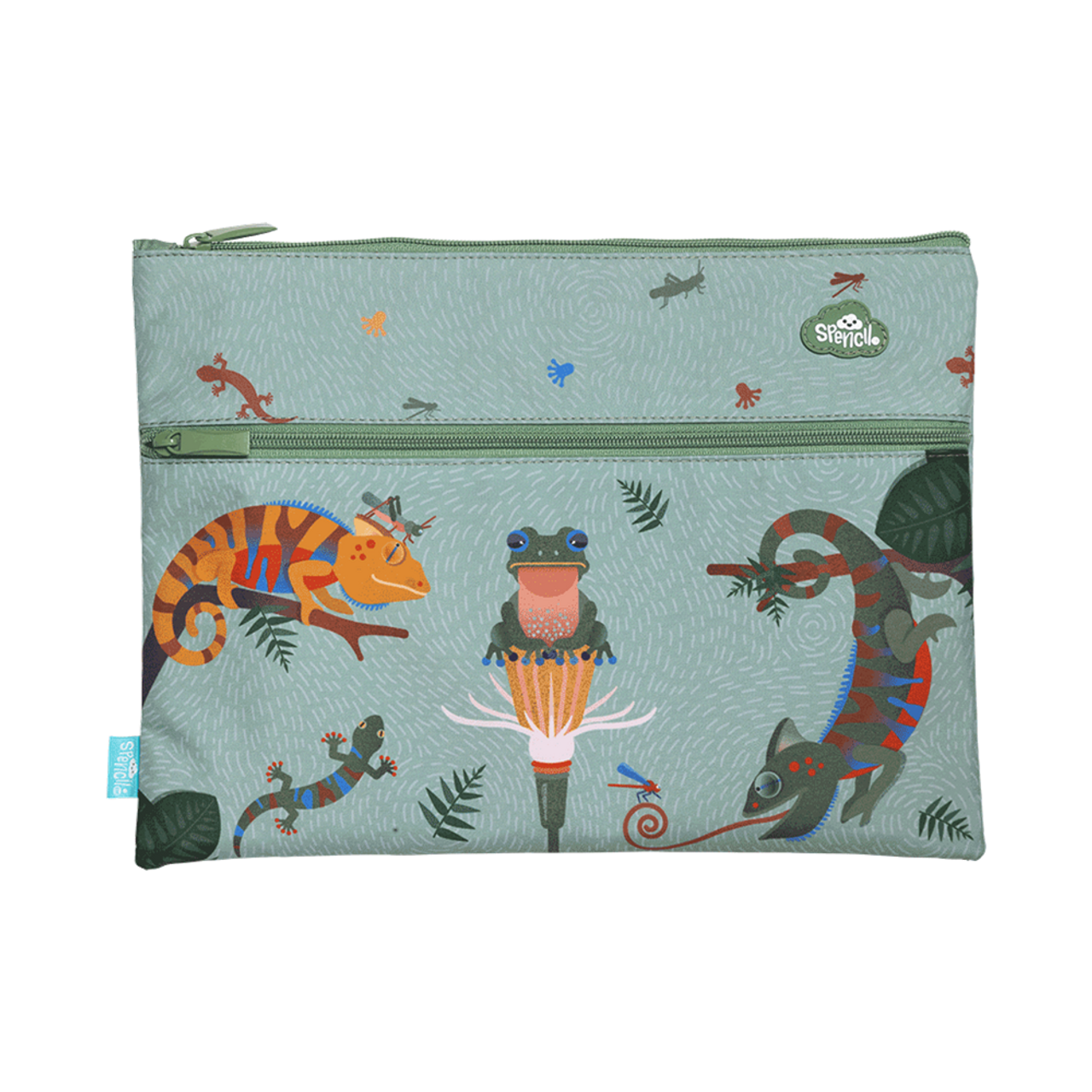 Spencil A4 Twin Zip Pencil Case Quirky Chameleon