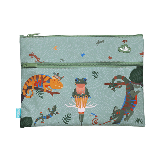 Spencil A4 Twin Zip Pencil Case Quirky Chameleon