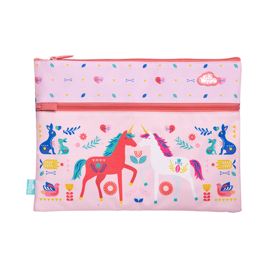 A4 Twin Zip Pencil case Unicornia