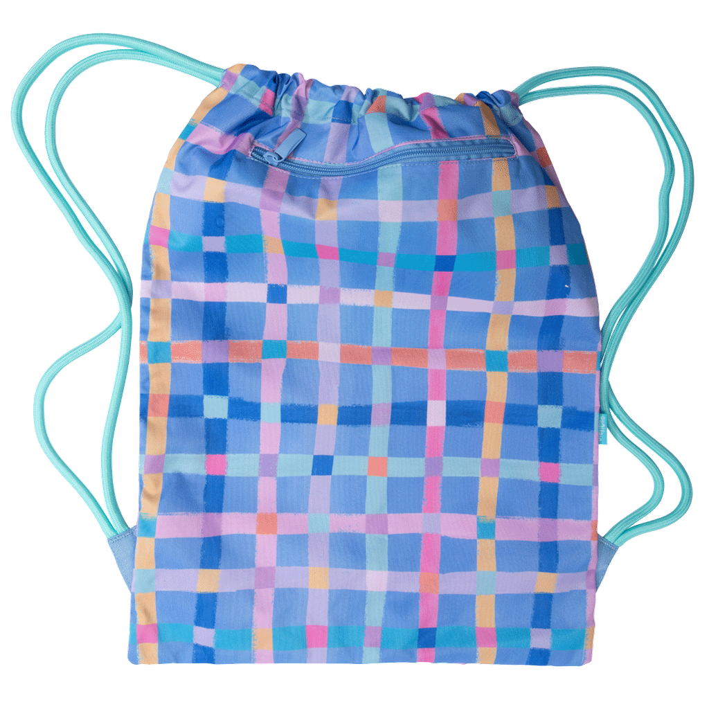 Spencil Big Drawstring Bag - Pastel Plaid