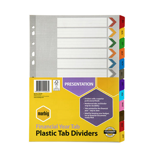 Dividers A4 Marbig Financial Year