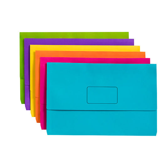 Document Wallet Foolscap Marbig Pack of 10 Assorted Colours