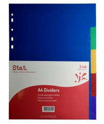 Dividers A4 5 Tab Multi-Coloured PVC