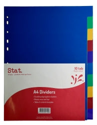 Divider A4 10 Tab Multi-Coloured PVC
