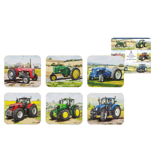 Tractors Then/Now Assorted 6pk Coaster