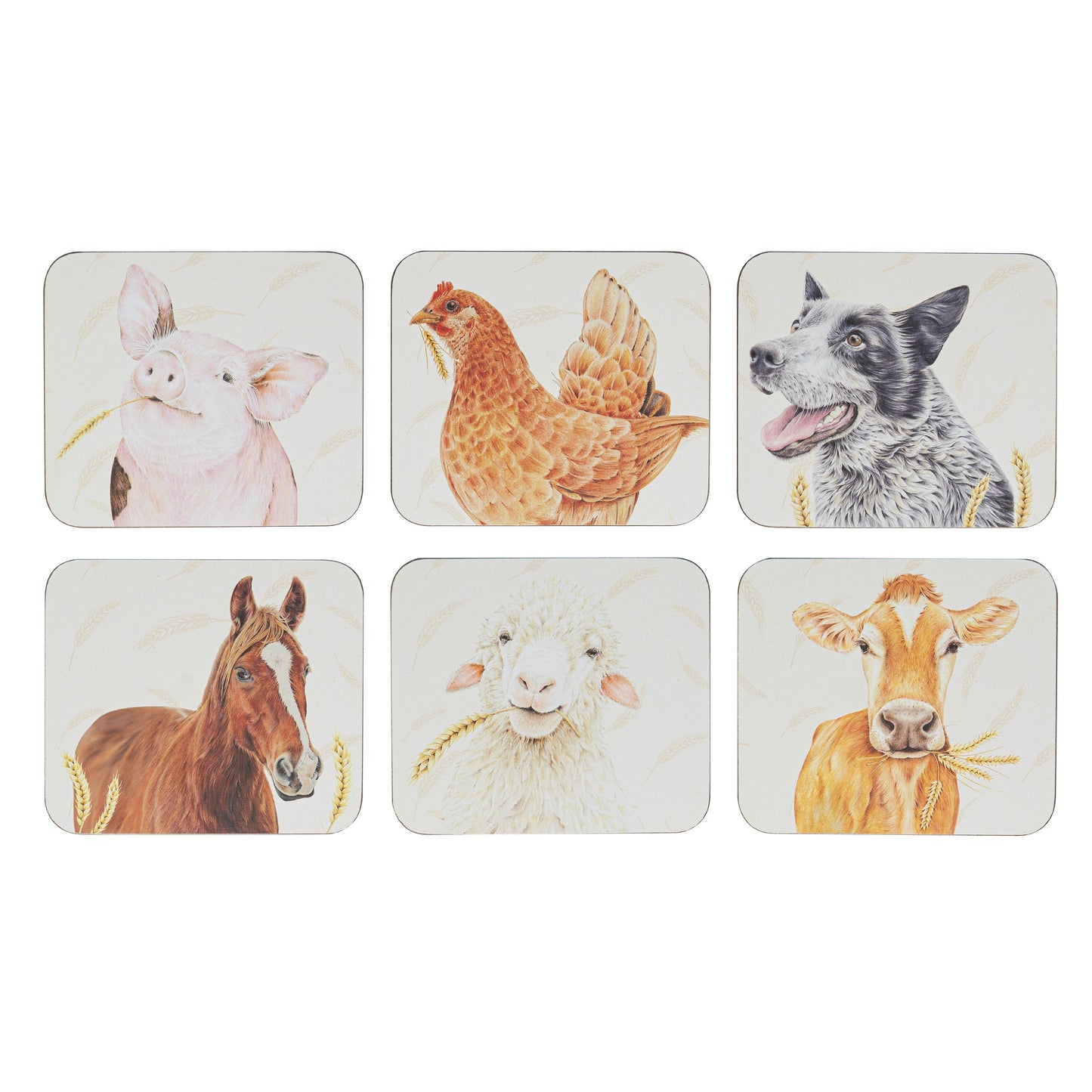 Farmyard Faces 2 Coaster 6 Piece