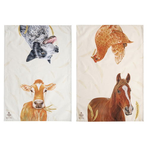 Farmyard Faces 2 2pk Kitchen Towel