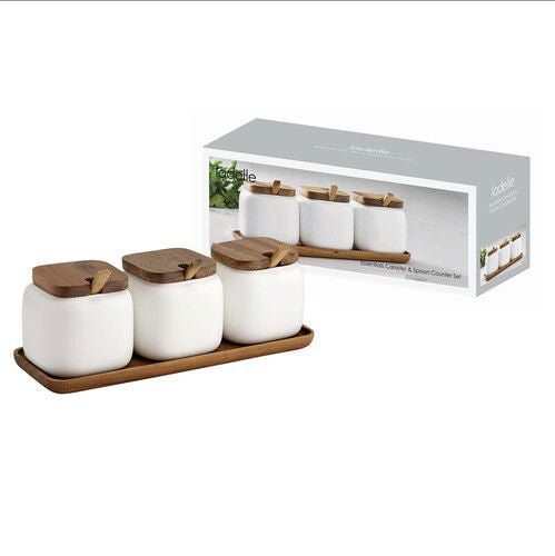 Essentials Canister & Spoon Counter Set - White