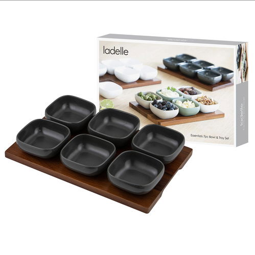 Essentials Bowl & Tray Set 7Pc - Charcoal