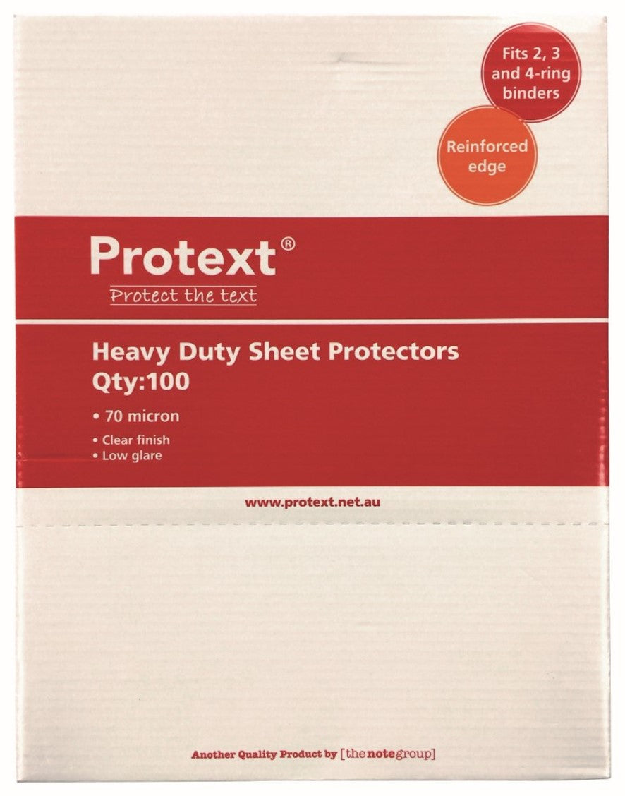 Sheet Protectors A4 Protext Heavy Duty 70 Micron Clear 100 Pack