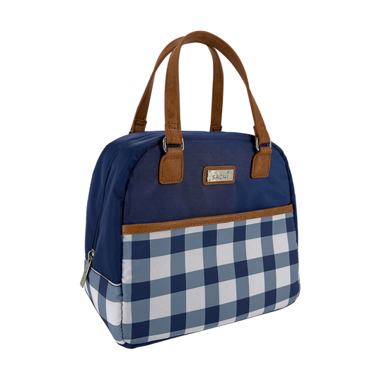Sachi Insulated Lunch Bag - Indigo Gingham