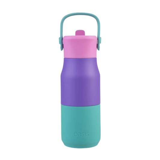 Oasis S/S D/Wall Ins Jnr Drink Bottle w/sipper 400ml - Mermaid Purple