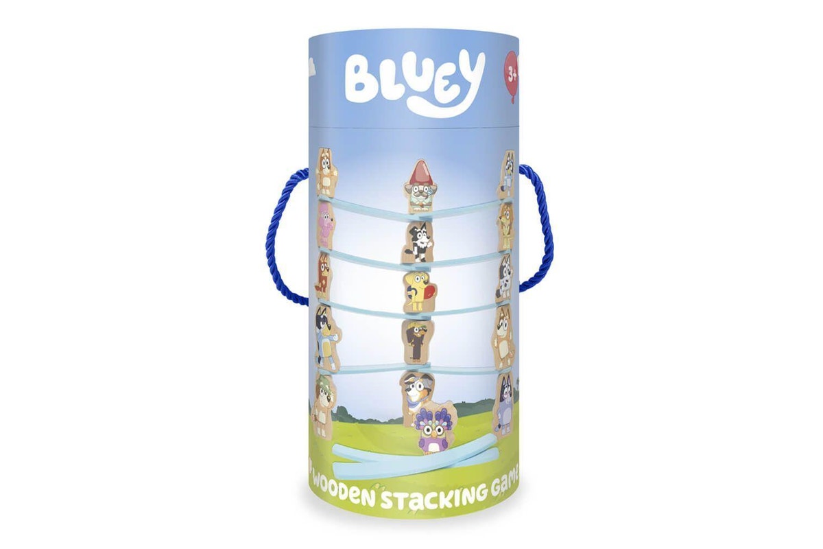 Bluey Wooden Stacking Game Packaged Front