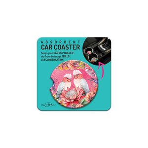 Ceramic Car Coaster - Pretty Pink Galahs