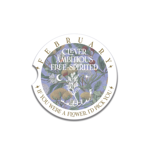 Ceramic Car Coaster - February - Wattle