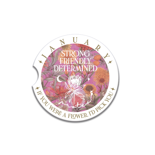 Ceramic Car Coaster - January - Protea