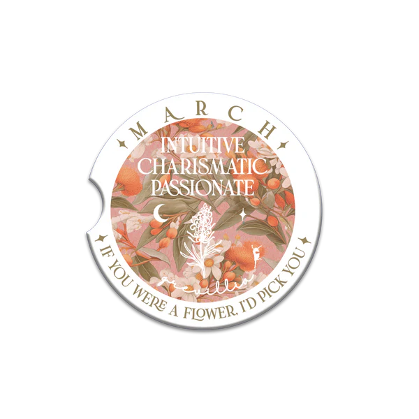 Ceramic Car Coaster - March - Grevillea