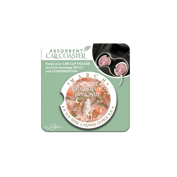 Ceramic Car Coaster - March - Grevillea