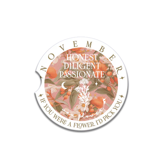 Ceramic Car Coaster - November - Wax Flower