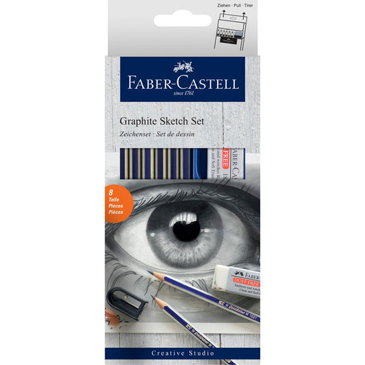 Pencil Faber Castel Graphite Sketch Set - 6 Pencils, 1 Sharpener & 1 Eraser